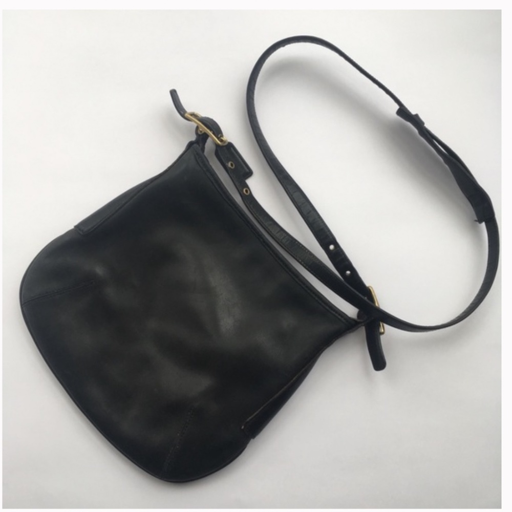 1999 Y2K Vintage Coach black leather crossbody bag preppy purse - Picture 2 of 6